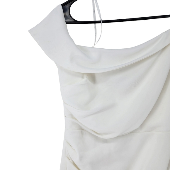 Lulu's Women's Showing Off A Little White Asymmetrical Tulip Midi Dress -XS - Picture 3 of 7